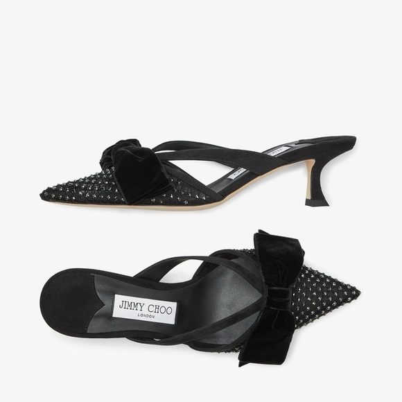 JIMMY CHOO Flaca Mule 50 Crystal kitten Heels - Picture 1 of 9